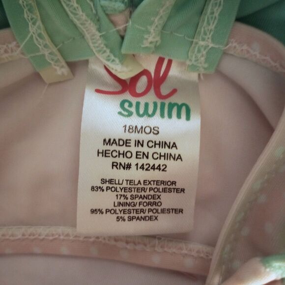 Sol Swim Swan Baby Swimsuit Pink Polka Dot sz 18M Girls Bikini/OnePiece - Picture 4 of 4